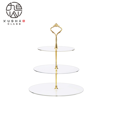Tempered Glass 2 Tier Cake Stand Transparent Design